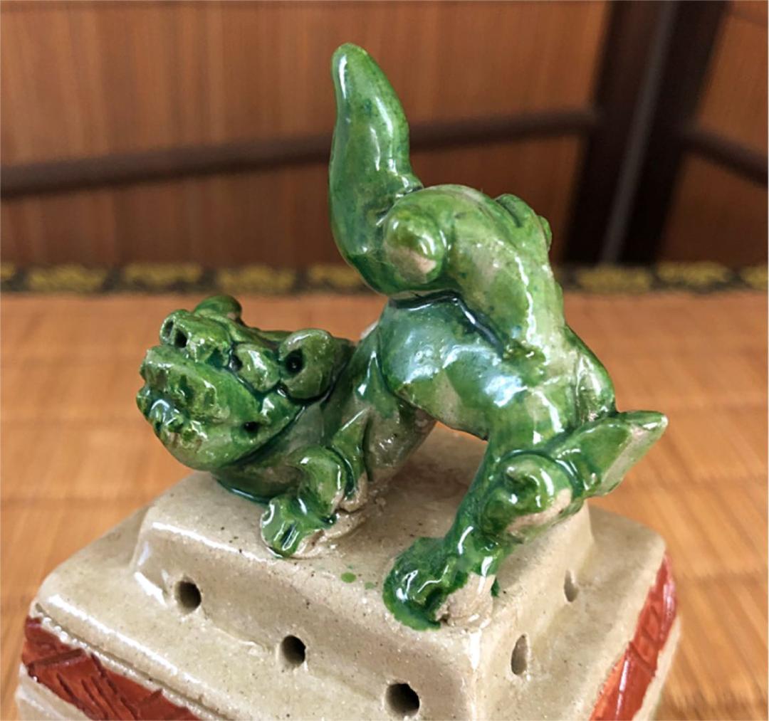 陶器 時代 獅子 香炉 在銘 仁王
