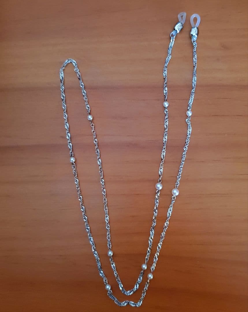 【未使用】MIKIMOTO メガネチェーン　パール　シルバー　ミキモト