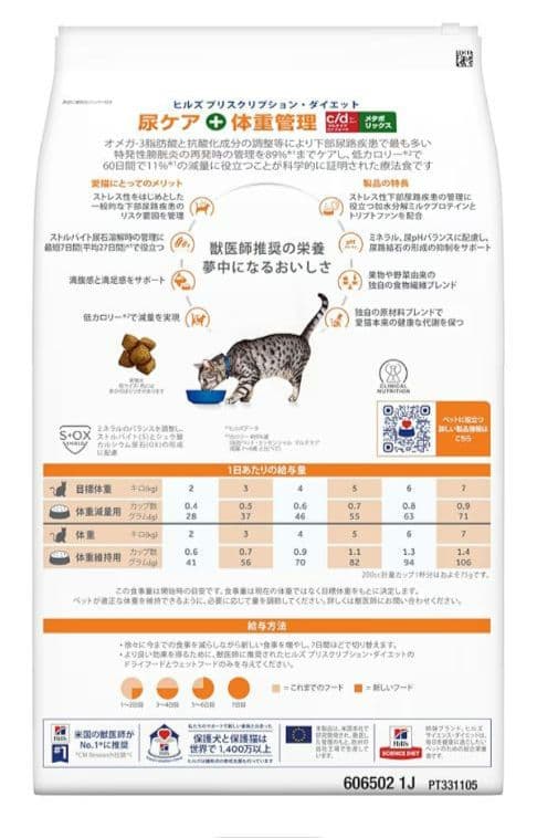 ヒルズ【尿ケア + 体重管理】キャットフード ドライ・チキン４kg