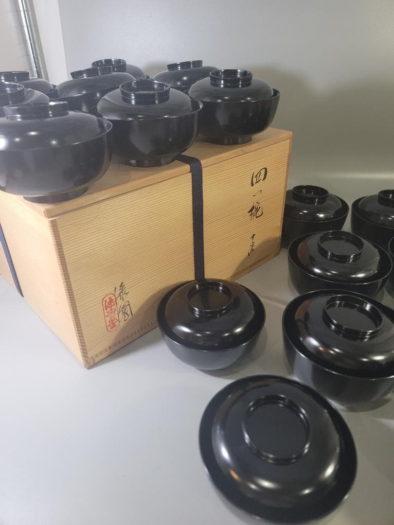 茶懐石 漆器 四つ椀 塗碗揃い 共箱 美品 二十客 DT787