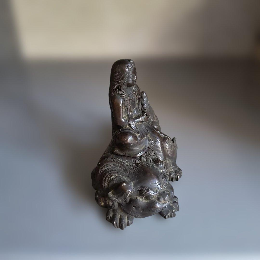 あ*ま様 銅、真鍮製 獅子と人物像 装飾品