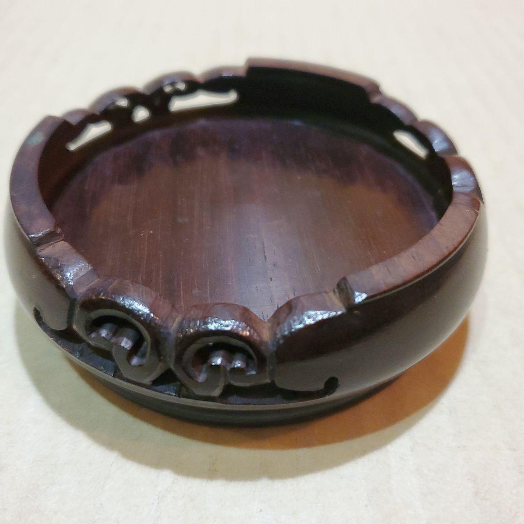 紫檀製彫刻トレイ 小型 ダークブラウン