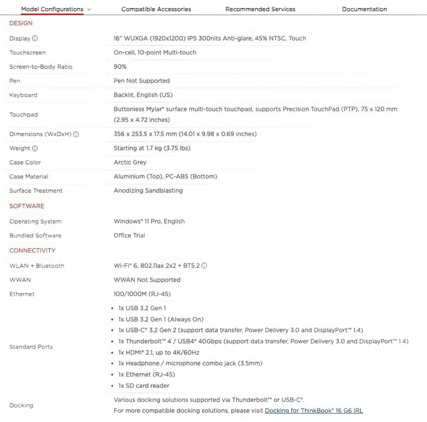 【US配列】ThinkBook 16 Gen 6 Intel