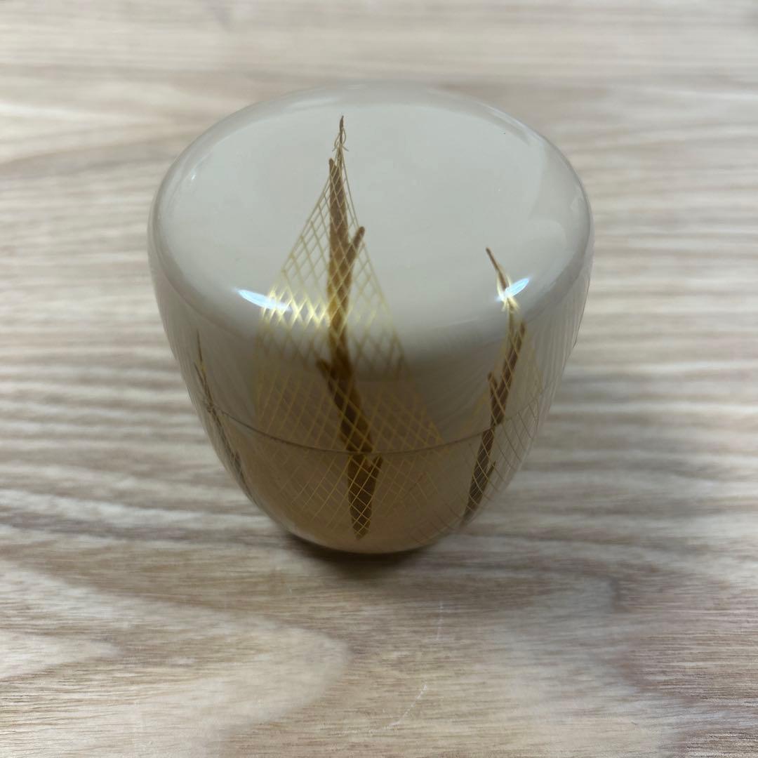 茶道具 茶器 白塗 干網蒔絵 中棗 泉帆　漆器 抹茶 棗 共箱
