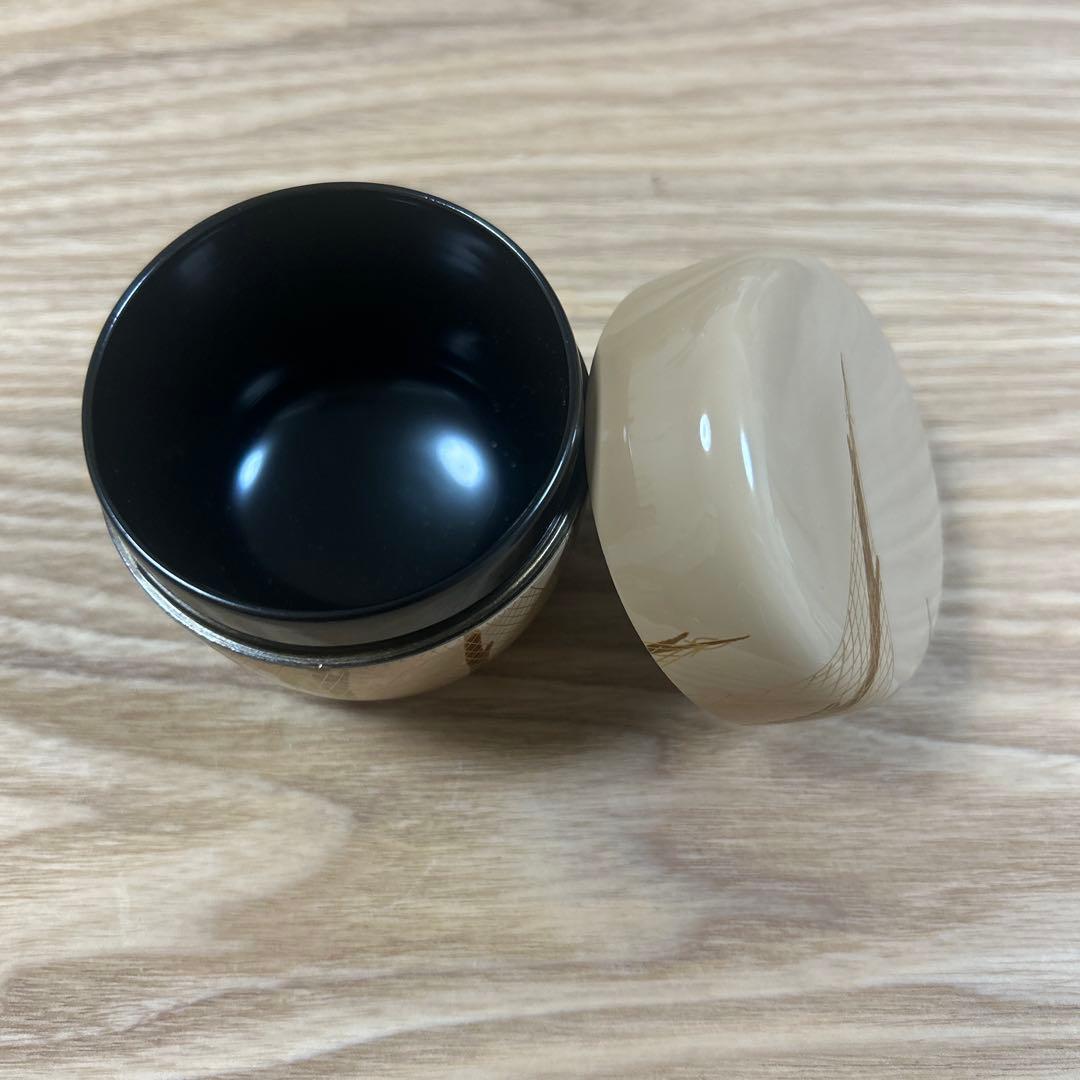 茶道具 茶器 白塗 干網蒔絵 中棗 泉帆　漆器 抹茶 棗 共箱