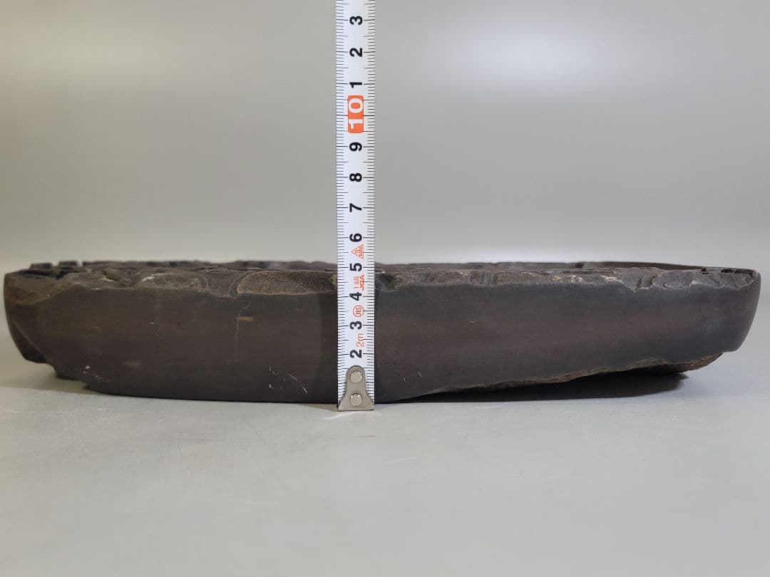 DT531 中国 文房四宝 端渓 刻梅紋 硯 唐木蓋付 美品