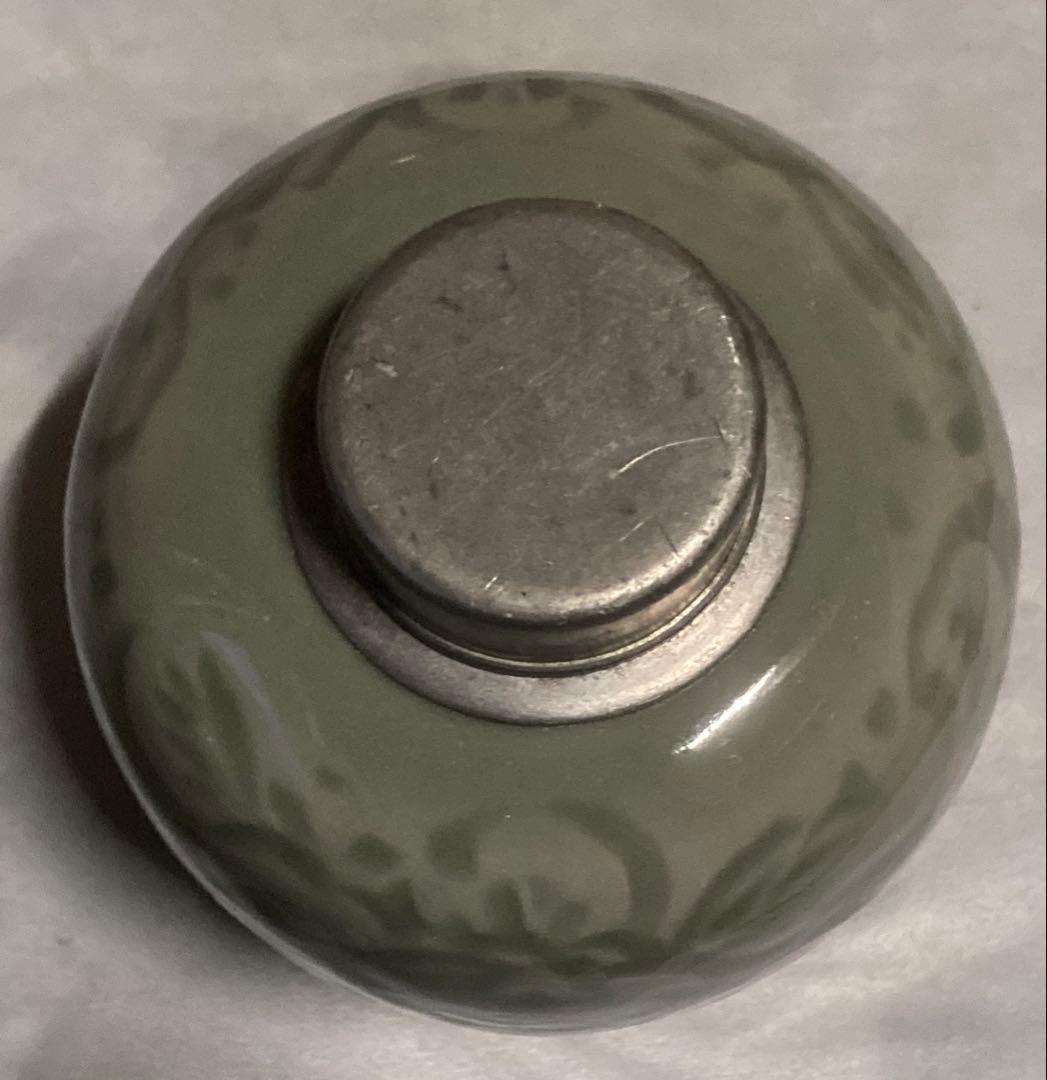 青磁 茶筒 茶葉入れ 錫蓋？ 茶入 詳細不明