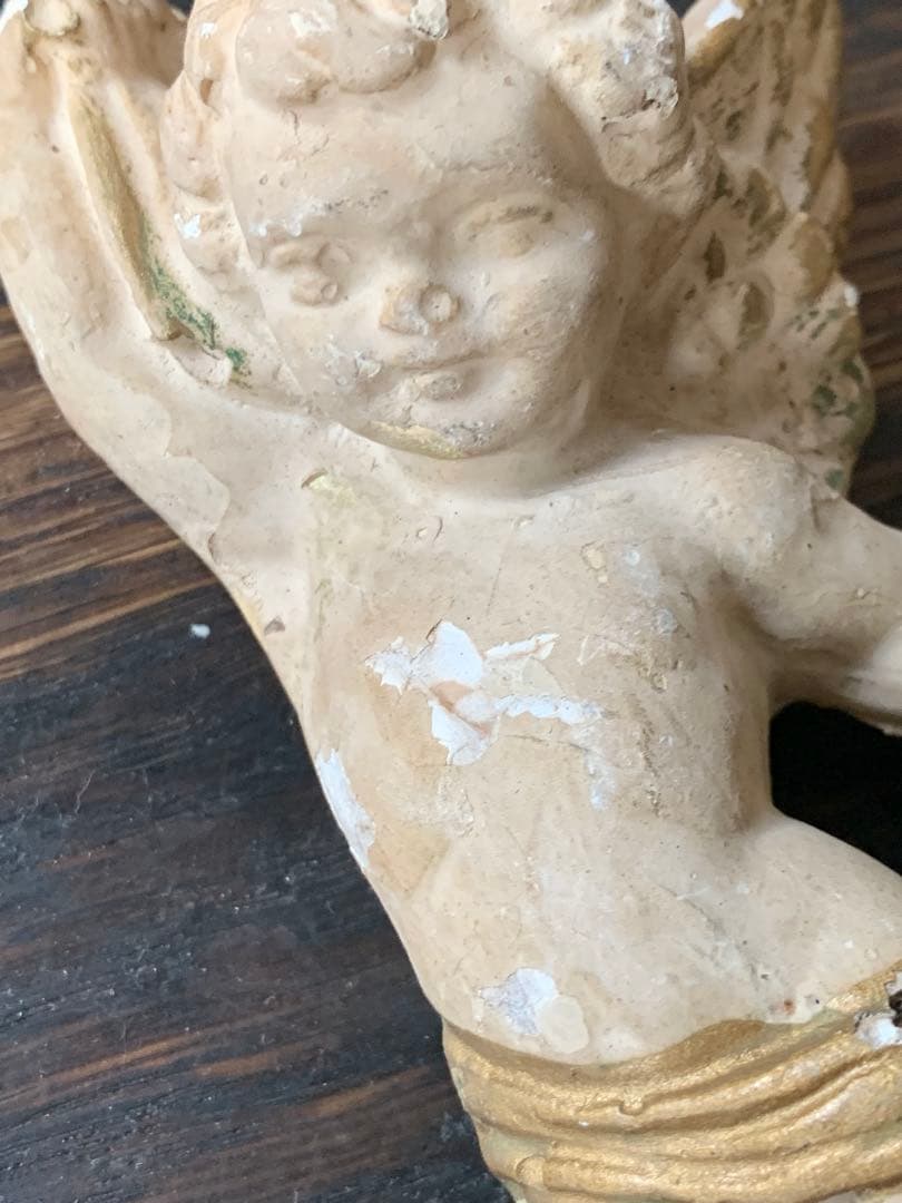 フランスアンティーク 二体の天使 エンジェル 石膏 クリスマス