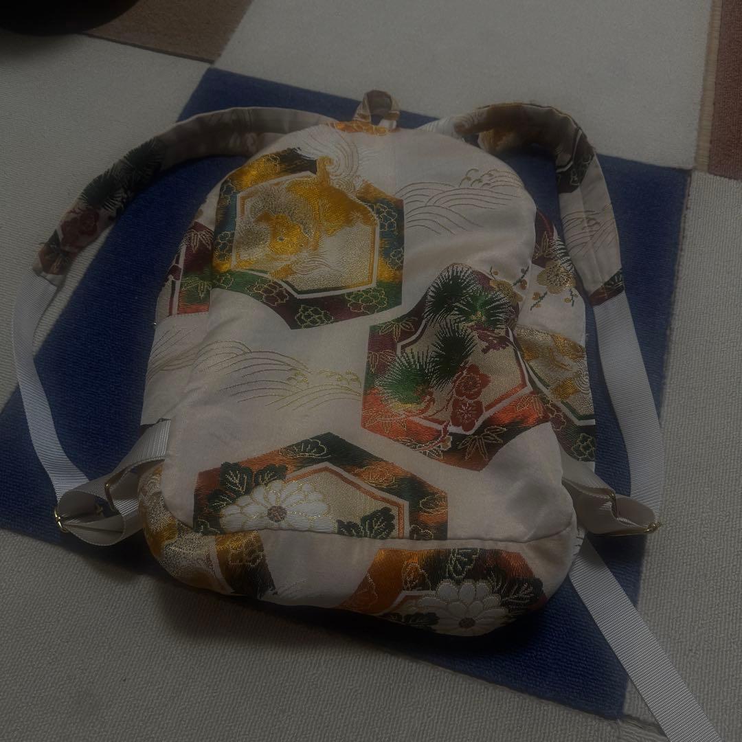 ハンドメイド 帯 リメイク リュック 正絹 阿吽の獅子