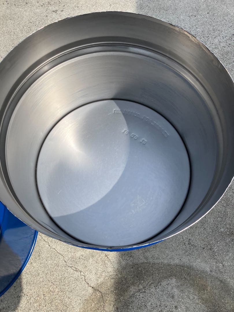 取手付き！半切りドラム缶 100L【青系統色】輪切り 洗浄済み、キャンプ コンロ