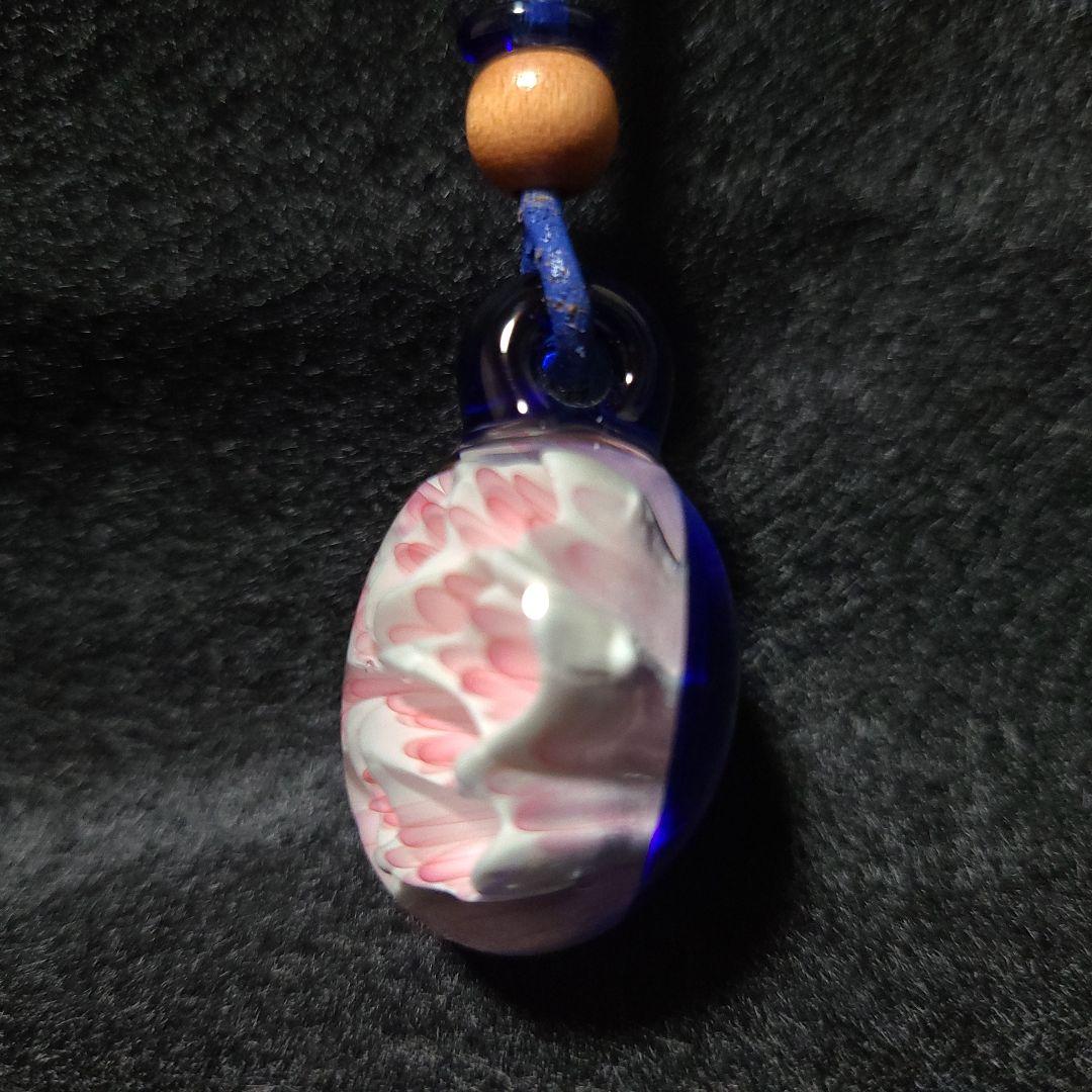 【玉響glass】花柄ガラスペンダント ポリシリケイトガラス ハンドメイド