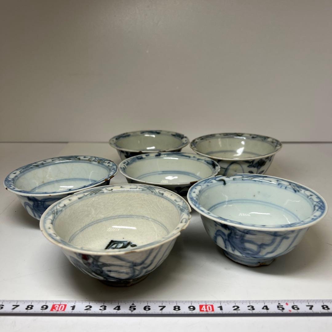 中国明時代　古染付鉢5客　幅約11㎝　東Y8-0306①