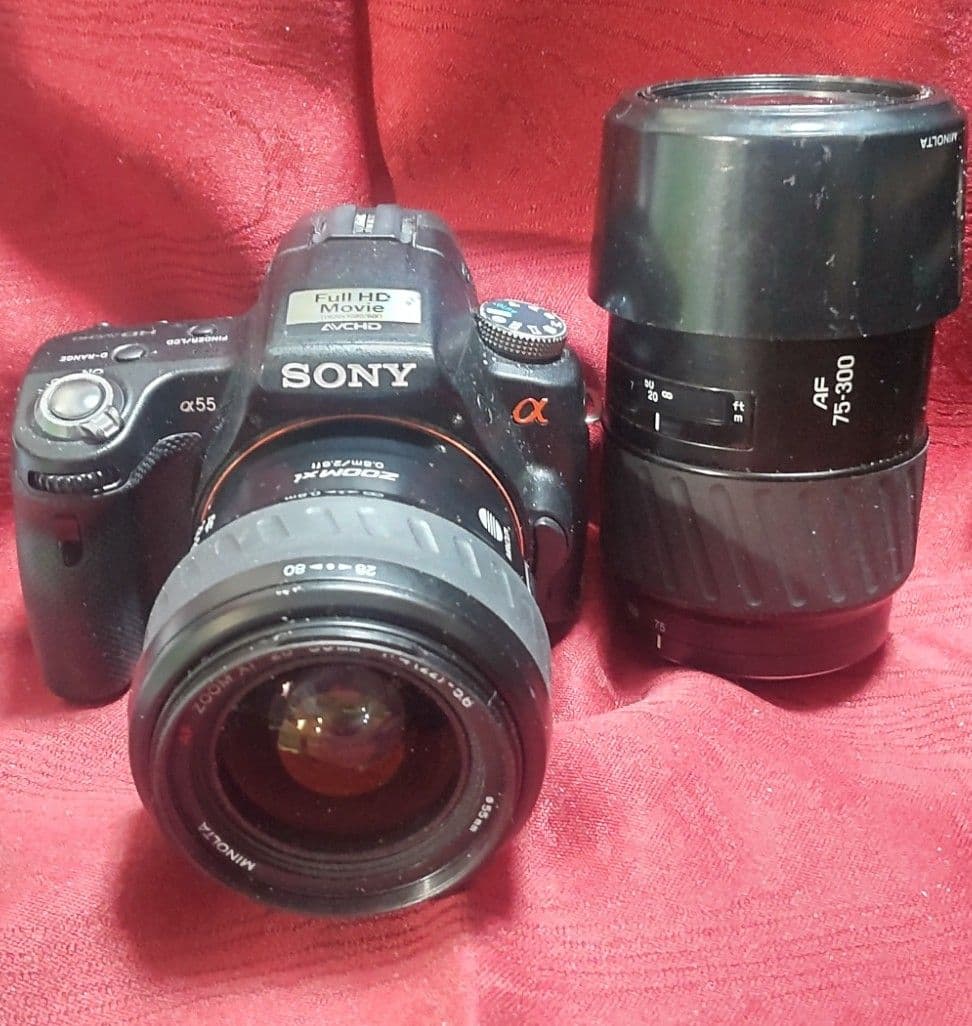 SONY α55 デジタル＜ハーフミラー＞カメラ＋Wレンズキット＜ジャンク扱い＞