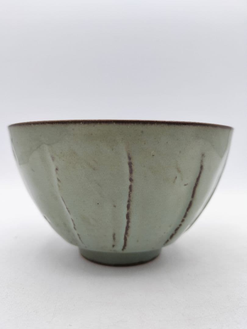 d036 数茶碗 5客 色変わり 縞 紙箱 茶道具 古物