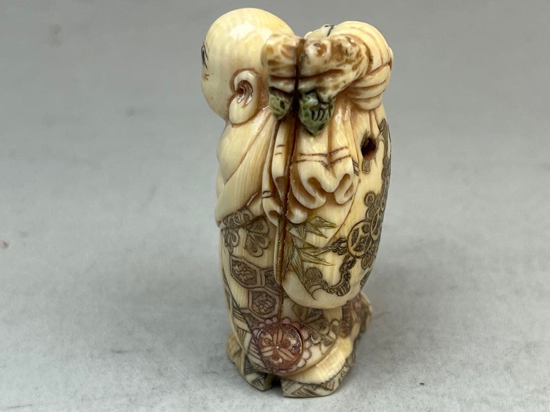 ［珍品］太郎在銘　極上布袋佛根付　33g 送料込み