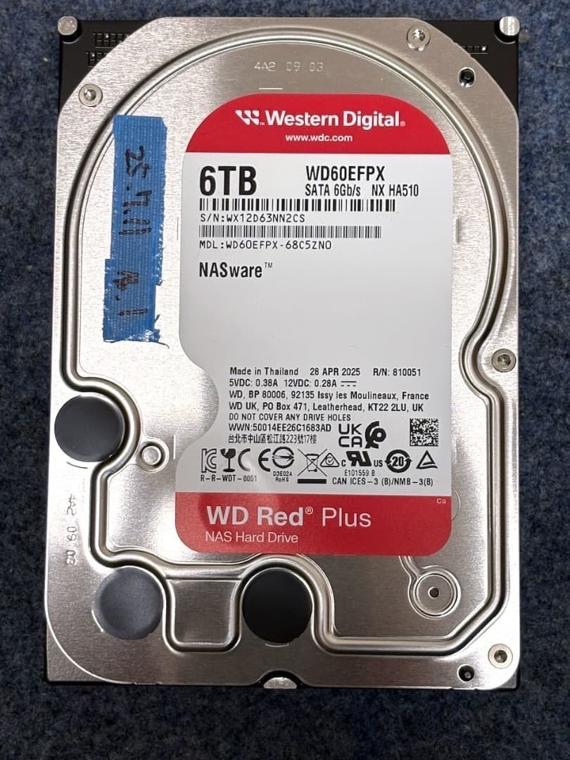 WD Red Plus 6TB NAS用HDD 25年4月製 1/2