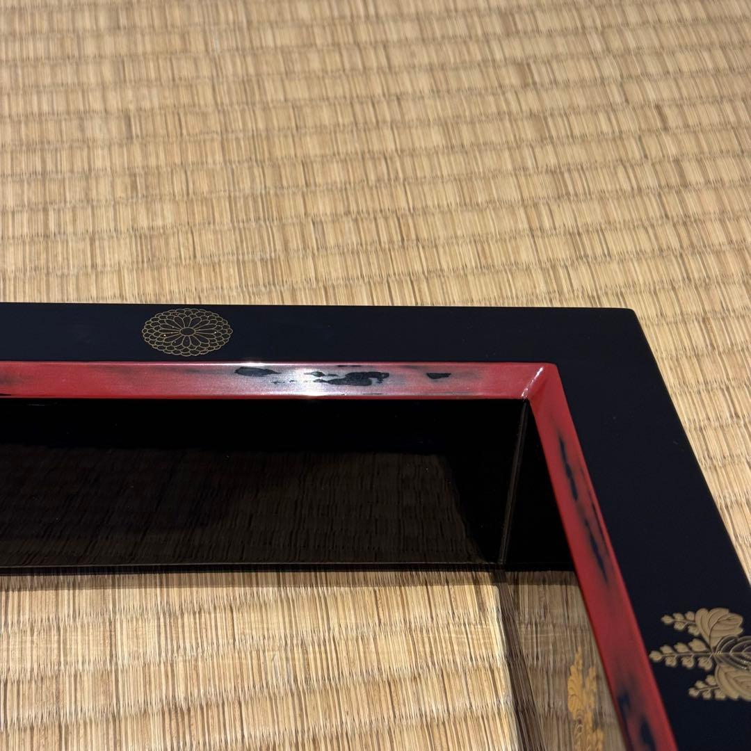 中谷秀斎 面根来菊桐蒔絵 炉縁 共箱 茶道具 /根来塗