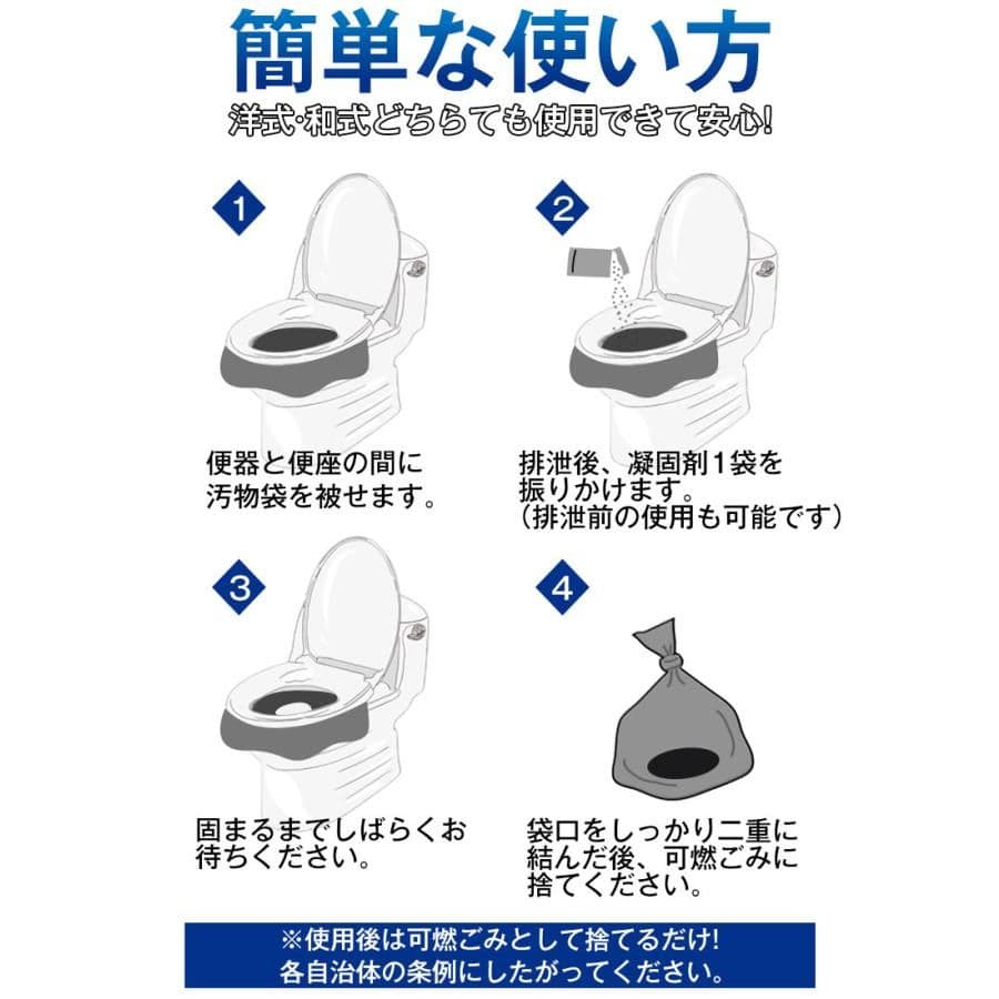 簡易トイレ 凝固剤 120回分 防災グッズ 抗菌 消臭 災害用 断水