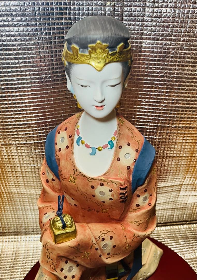 博多人形　奴国王 金印　日展作家 北岡秀雄作品 木札付き　飾り台付　説明書付き