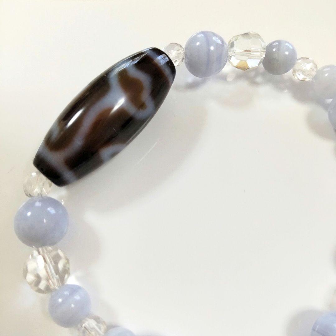 ☆希少パワーストーン☆　睡蓮花天珠　ブルーレース　水晶　アメジスト　15cm
