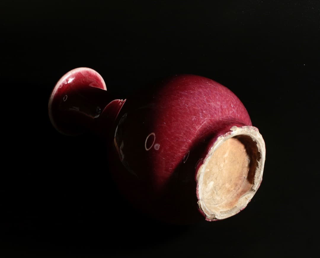 中古 紅釉 玉壺春瓶 一輪挿し 花器 中国美術 古玩 時代物 CL0026