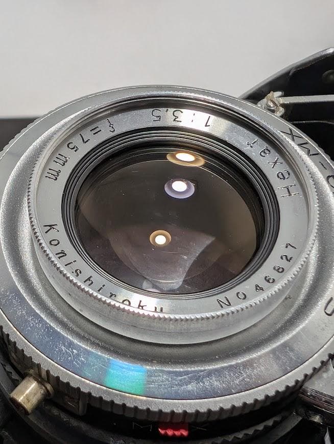 【完動品・美品】 KONICA 小西六 Pearl Ⅲ 蛇腹 中判フィルムカメラ