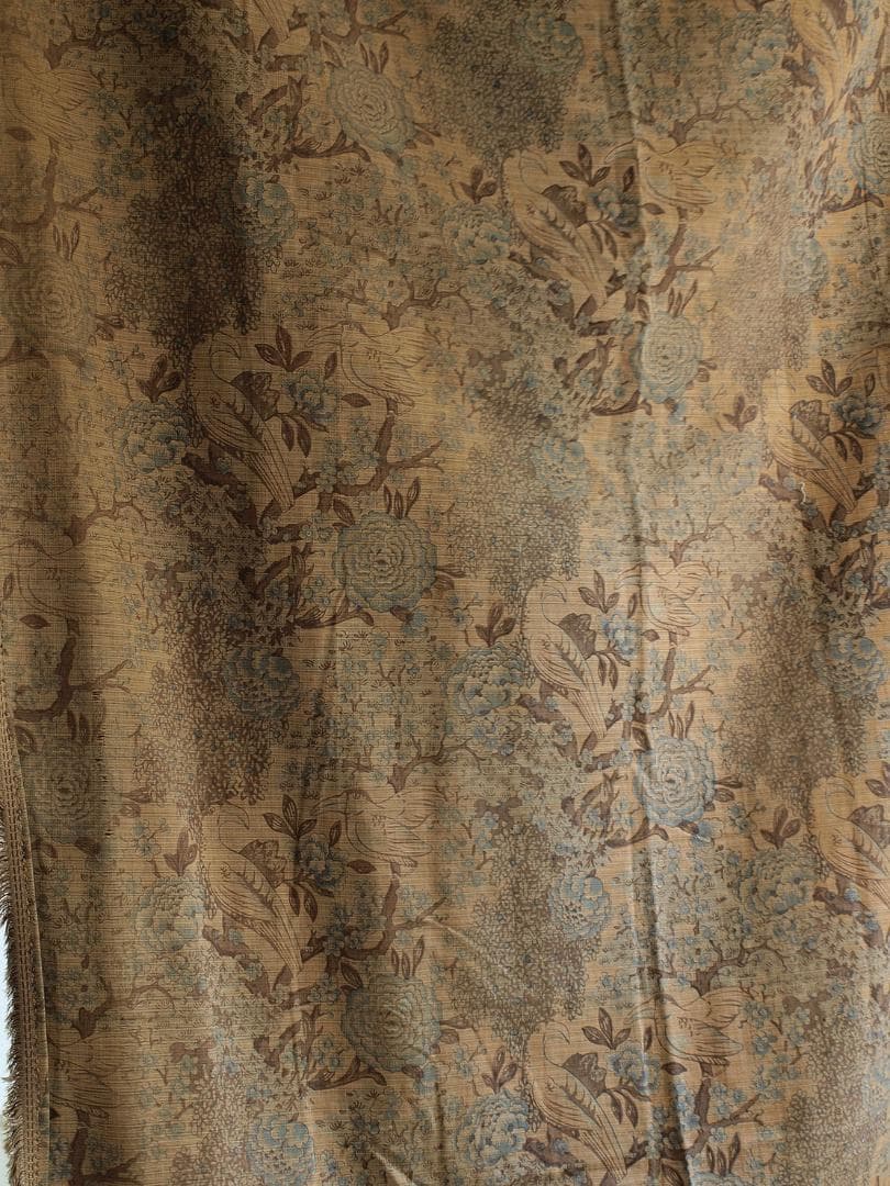 カーテンパネル 鳥花 アール・デコ タペストリ 古布 ファブリック /J089