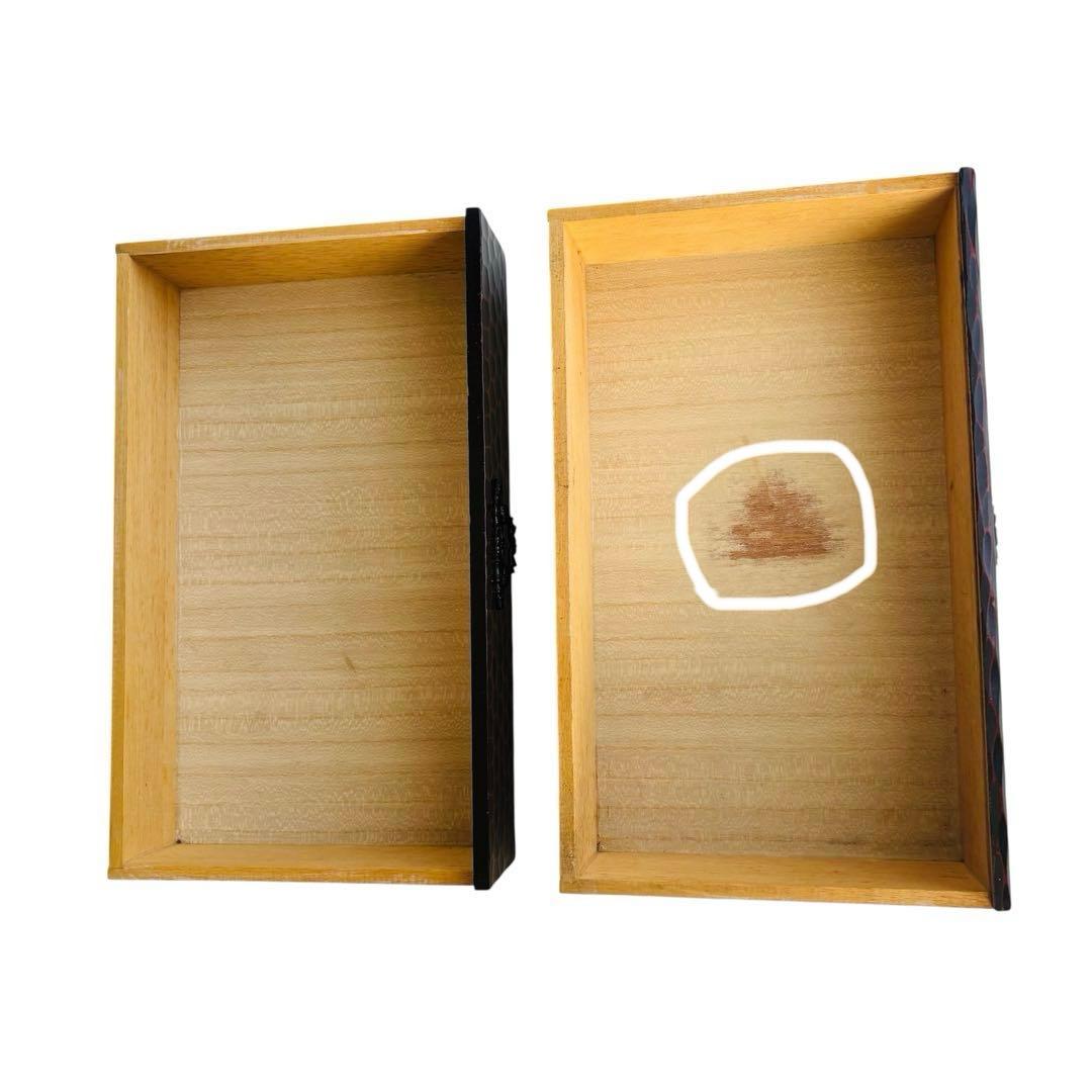 鎌倉彫 化粧箱 手彫り 小引出×2 和風整理箱 引出×2牡丹彫　レトロ