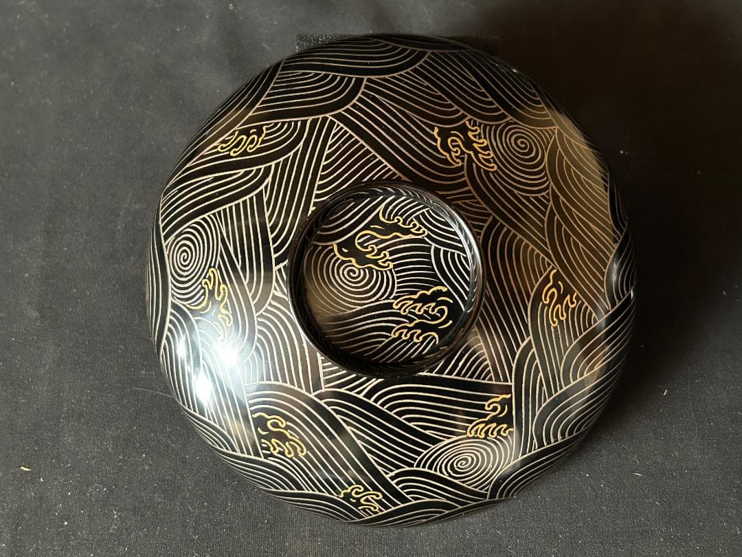 輪島塗 金銀蒔絵 千鳥波文 黒塗 吸物椀 5客 茶懐石道具 971