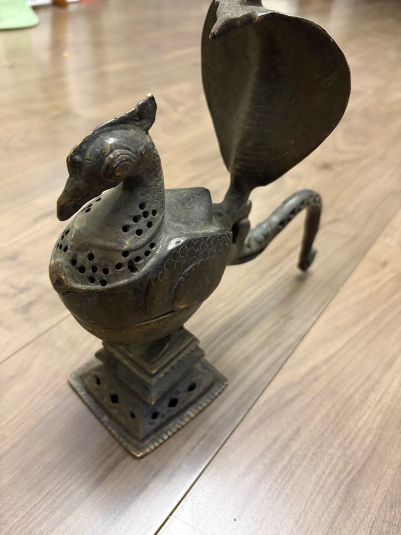 鳳凰香炉 古銅製 時代物 約1600克 旧藏