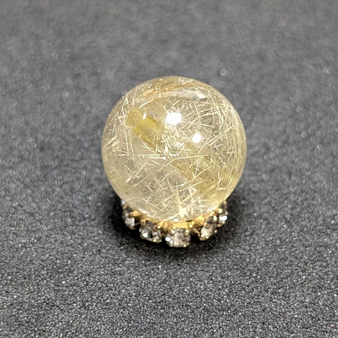 【繊細な金針がたくさん】 ゴールドルチルクォーツ 粒売り 10ミリ 水晶のお守り