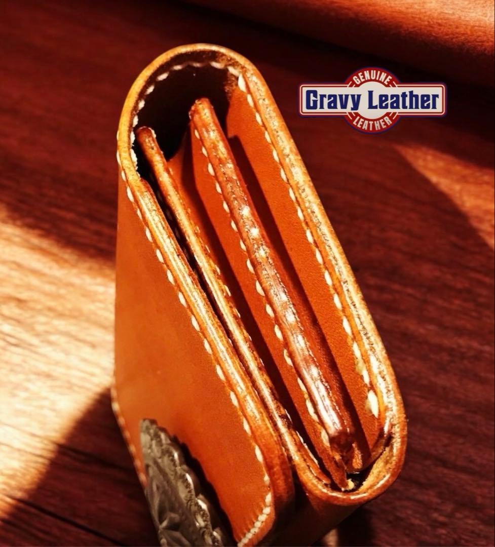 Gravy Leather 総手縫い ヌメ革 ミニウォレット 本革 名刺入れ