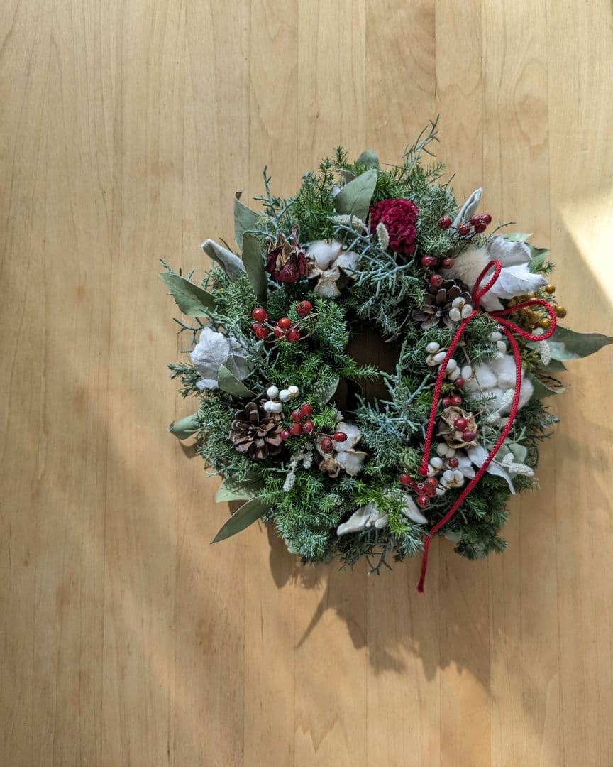 赤い実のクリスマスリース♡　お正月リース♡