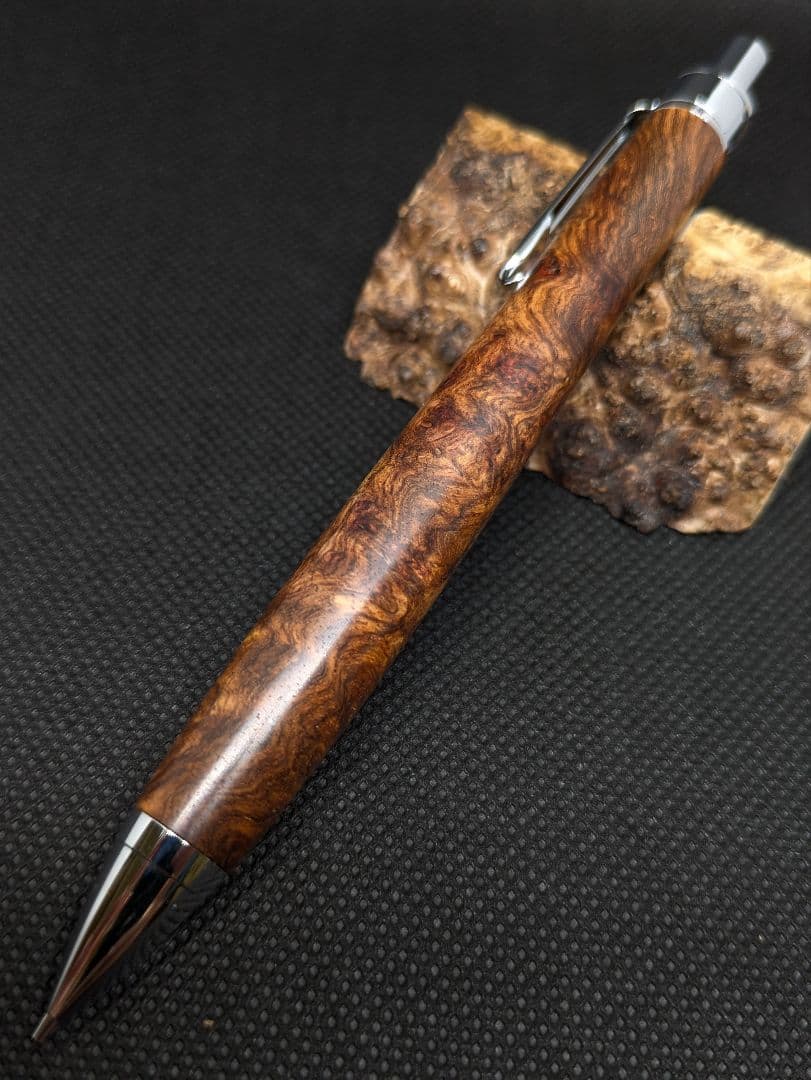 特上杢 アフリカローズウッド瘤 工房楔監修 加藤金属シャーペン0.5mm