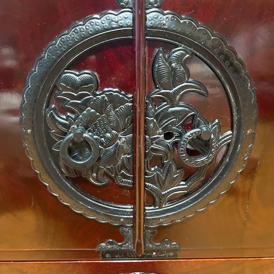 仙台箪笥 門間箪笥 小箪笥 観音開き 欅材 金具 伝統 和箪笥 漆塗 舟箪笥