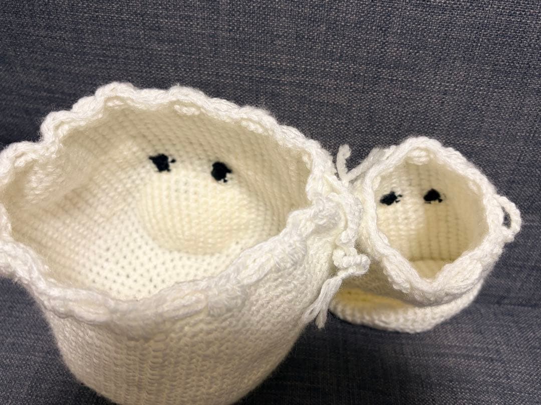 ハンドメイド　巾着袋　マルチーズ　ダックス　かぎ編み