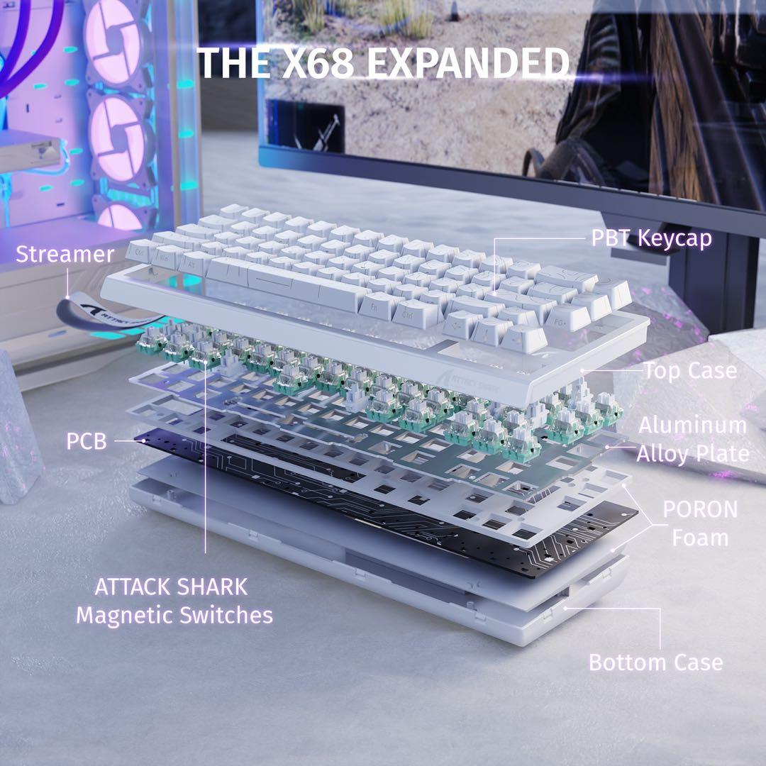 ATTACK SHARK X68 HE 磁気スイッチ ラピッドトリガー ホワイト