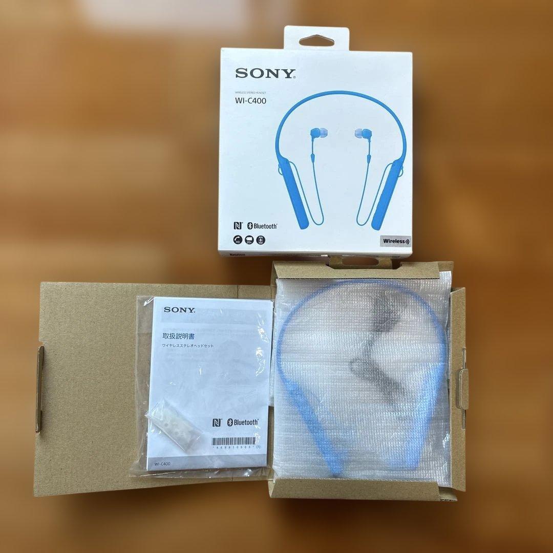 【美品】 SONY WI-C400 青 ワイヤレスイヤホン