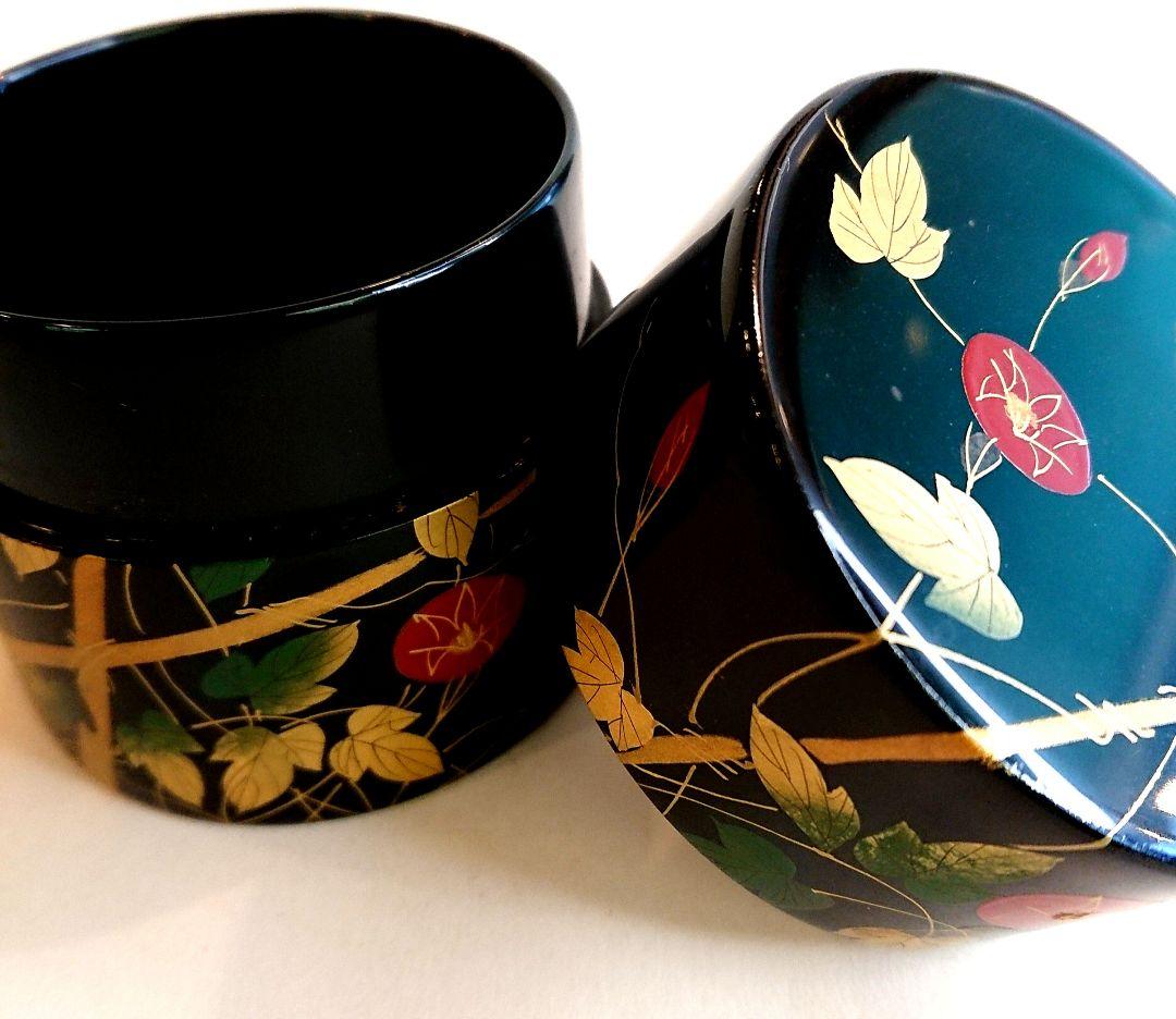 【茶道具】峯清作 中次 茶器 朝顔蒔絵