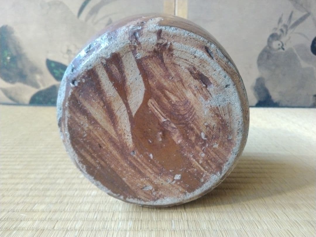 江戸中～後期頃　美濃鉄釉耳壺　骨董　古美術　古道具　古壺　瀬戸　花器　水指