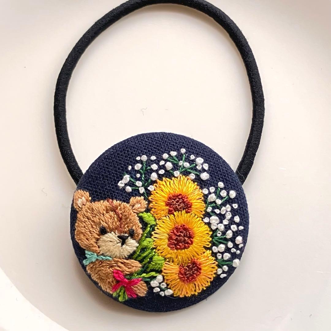ハンドメイド　くるみボタン刺繍3点　ミッキー