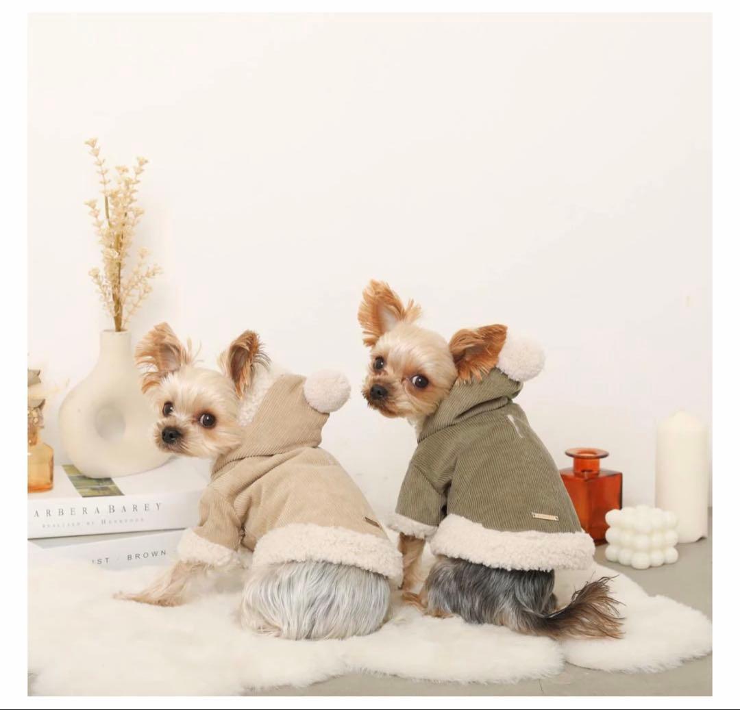 moncheri Mサイズ　コーデュロイ裏ボアフードアウター 服　犬　冬