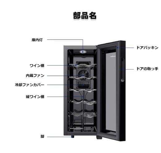 新品 12本収納 ワインセラー ペルチェ静音式　縦置き横置き対応