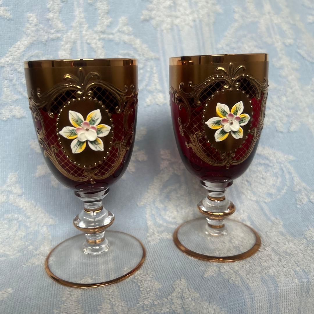 週末お値下げ　MURANO ムラーノ　ヴェネチアンガラス　　2個セット