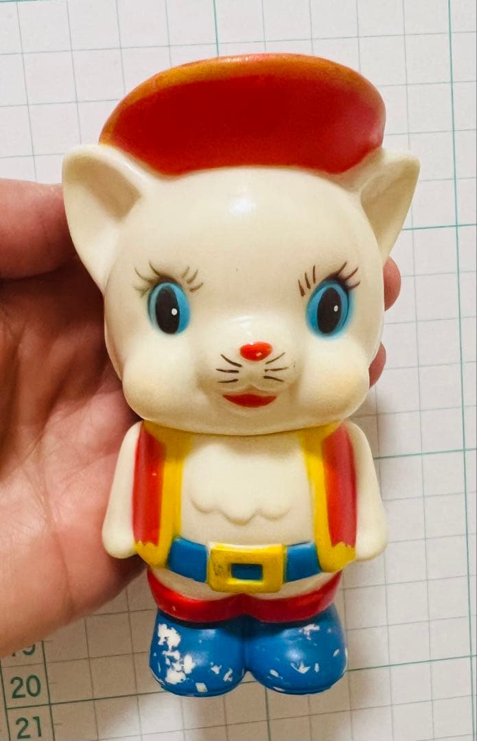 昭和レトロ 長靴をはいた猫 ソフビ貯金箱 ビンテージ フィギュア