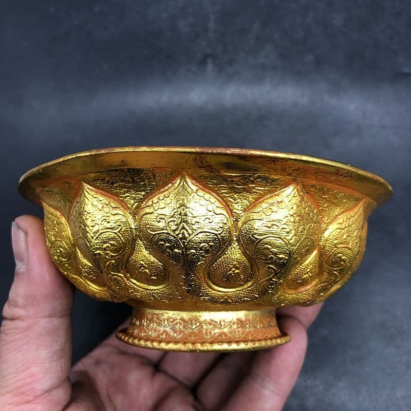 唐貞観鎏金碗 茶道具 装飾品 現代工芸品 美術品 銅製 置物