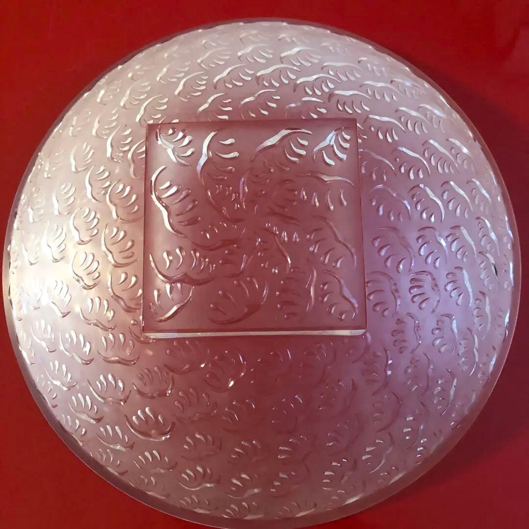 ルネラリック LALIQUE 大型30cm プレート 葉/羽根 クリスタル 廃盤