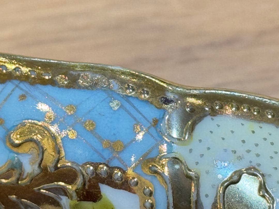 B8031【オールドノリタケ】金盛 金彩 オーバルトレイ メープルリーフ印