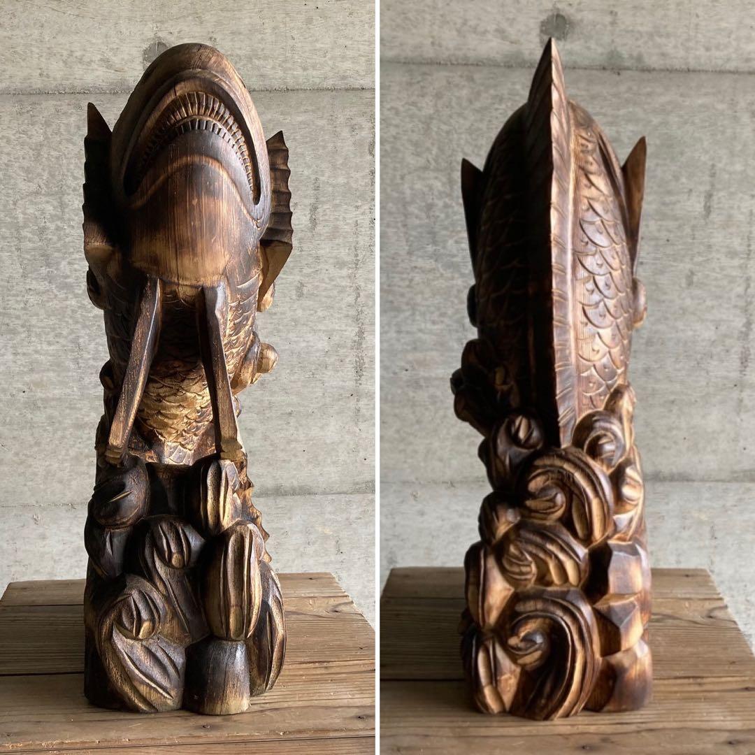 鯛 魚 置物 オブジェ 大型 木製 木彫り 彫刻 工芸品 アート 和風 レトロ