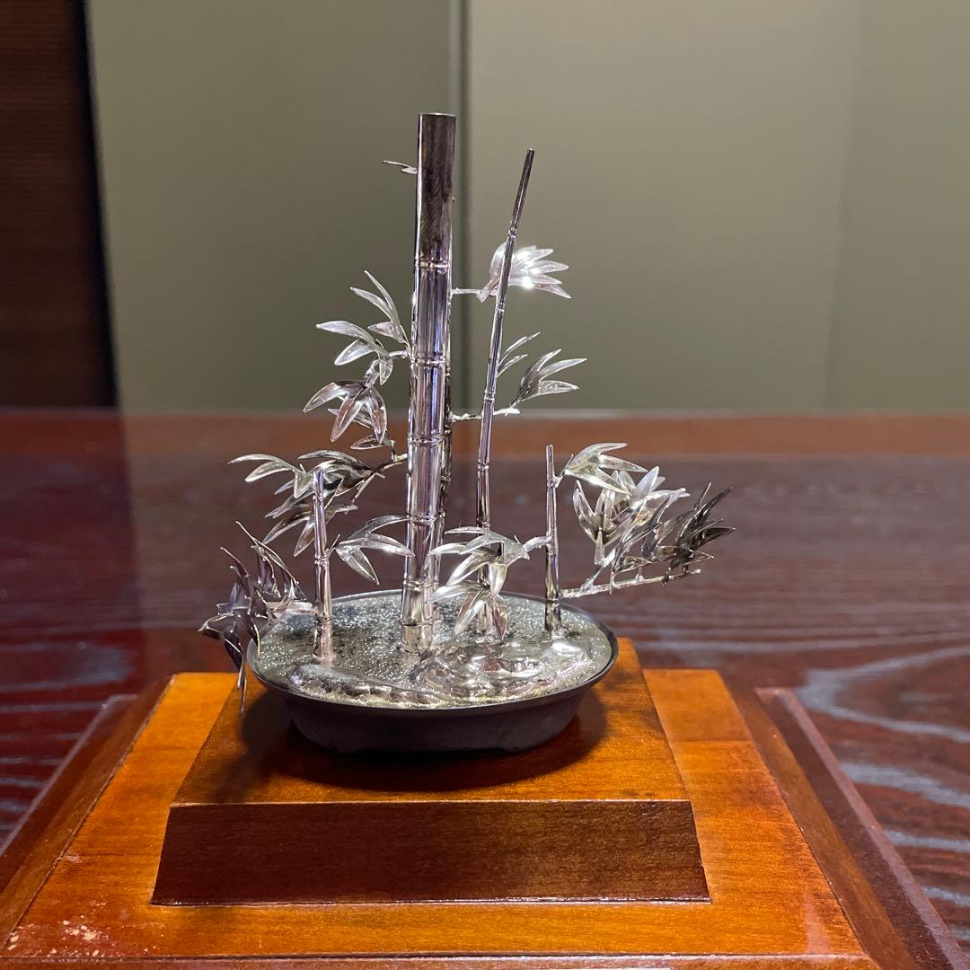 金属製竹彫刻ミニチュア工芸品